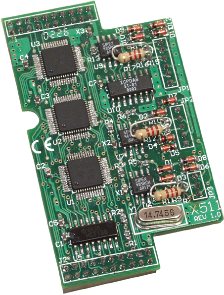 ICP-CON X511 Плата расширения для контроллеров серий I-7188XB/XG/EX/EG, μPAC-7186EX/EG/FD/SM, 3 порта RS-485