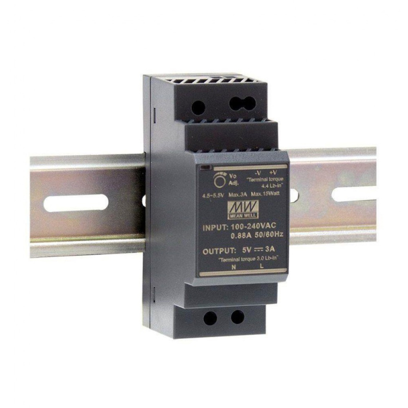 HDR-30-12 Mean Well Блок питания (AC/DC, монтаж DIN-рейку, 5В, 3А, 15Вт)