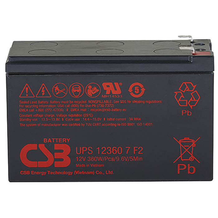 CSB UPS12360 7 F2 Аккумуляторная батарея (12В, 7.5Ач)