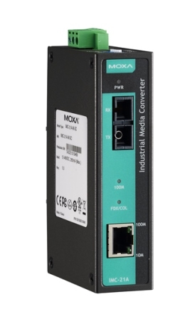MOXA IMC-21A-S-SC Медиа-конвертер Ethernet 10/100BaseTX в 100BaseFX (одномодовое оптоволокно) в металическом корпусе