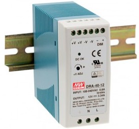 DRA-40-24 Mean Well Блок питания (AC/DC, монтаж DIN-рейку, регулировка тока, 24В, 2.5А)