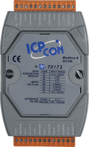 ICP-CON M-7017Z-G Модуль с 10/20 каналами аналогового ввода, с защитой от перенапряжения