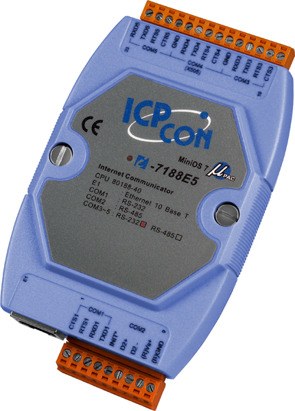 ICP-CON I-7188E5 Программируемый контроллер с 5 COM-портами (4 x RS-232, 1 x RS-485)