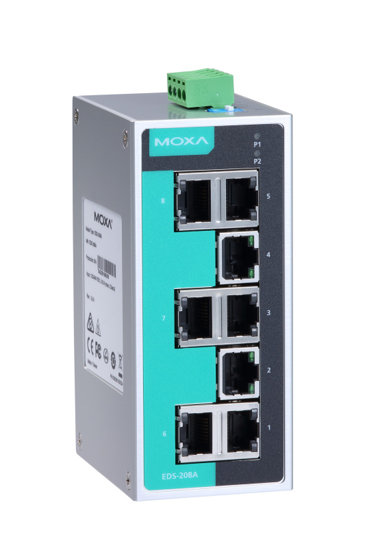 MOXA EDS-208A-T Компактный коммутатор 8 x 10/100BaseTX в металлическом корпусе с расширенным диапазоном температур