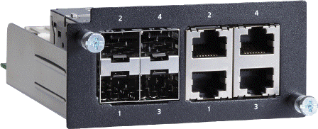 MOXA PM-7500-4GTXSFP Модуль 4 x combo-порта 10/100/1000BaseT(X) или 100/1000BaseSFP