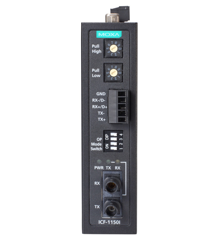 MOXA ICF-1150-S-ST Преобразователь RS-232 и RS-422/485 в одномодовое оптоволокно в промышленном исполнении