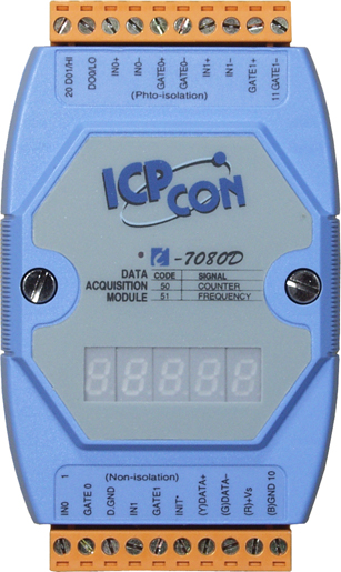 ICP-CON I-7080D Модуль счетчика/частотомера 2-канальный с индикацией