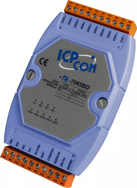 ICP-CON I-7065B Модуль с 4 каналами дискретного ввода и 5 каналами вывода твердотельных реле постоянного тока (DC SSR) с изоляцией