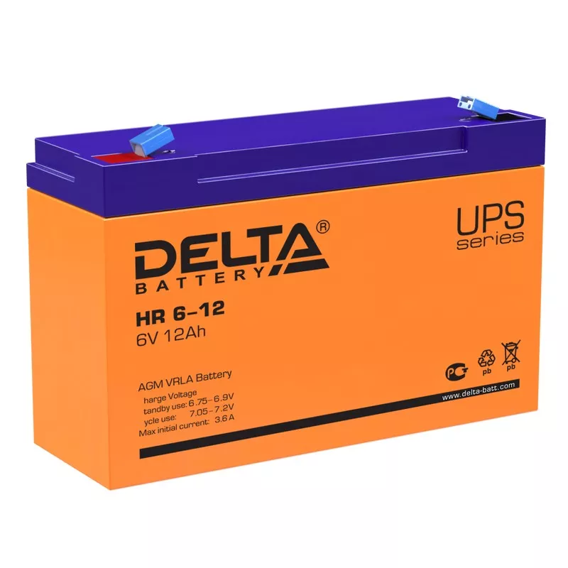Delta HR 6-12 Аккумуляторная батарея (6В, 12Ач)