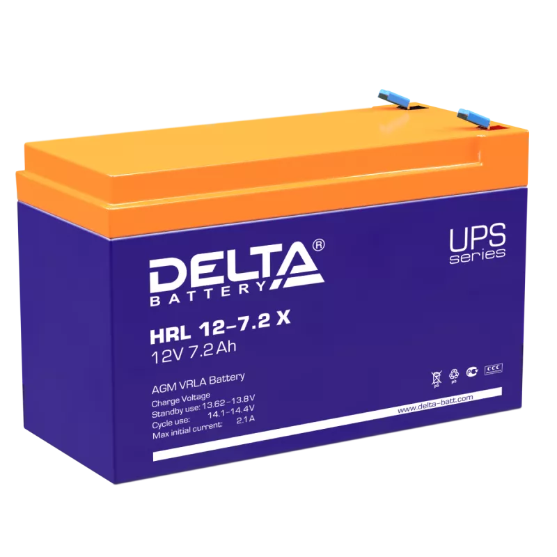 Delta HRL 12-7.2 X Аккумуляторная батарея (12В, 7.2Ач)