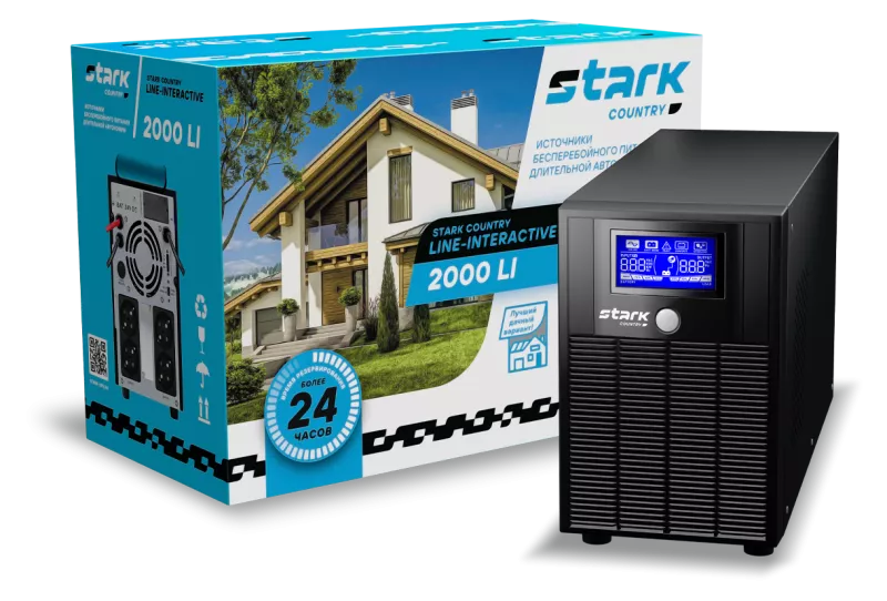 Stark Country 2000 LI ИБП (2000ВА/1200Вт) АКБ 24В Батареи в комплект не входят