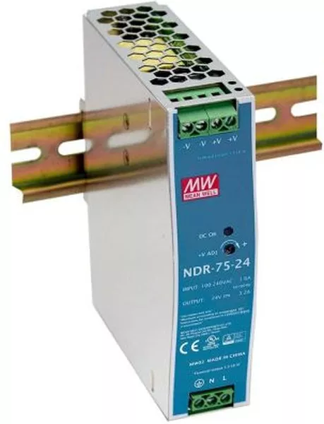 NDR-75-24 Mean Well Блок питания (AC/DC, монтаж DIN-рейку, 24В, 3,2А)