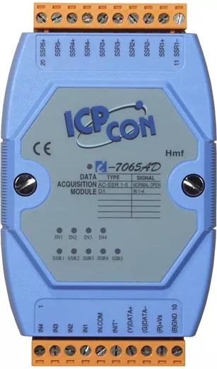 ICP-CON I-7065AD Модуль с 4 каналами дискретного ввода и 5 каналами вывода твердотельных реле переменного тока (AC SSR) с изоляцией и индикацией