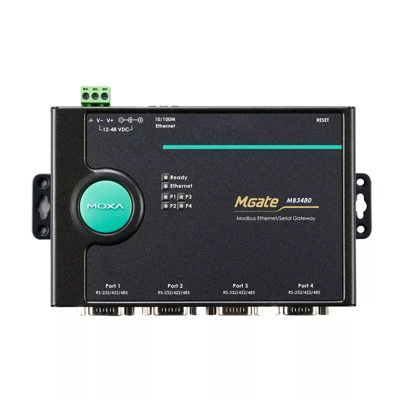 4-портовый преобразователь Modbus-RTU/ASCII (RS-232/422/485) в Modbus/TCP MOXA MGate MB3480