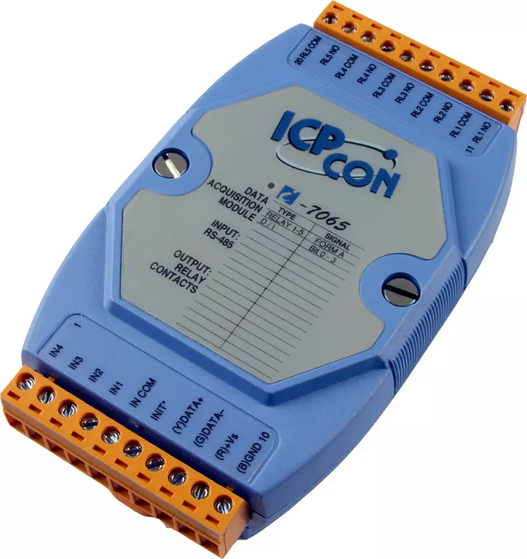 ICP-CON I-7065 модуль с 4 каналами дискретного ввода и 5 каналами вывода силовых реле с изоляцией
