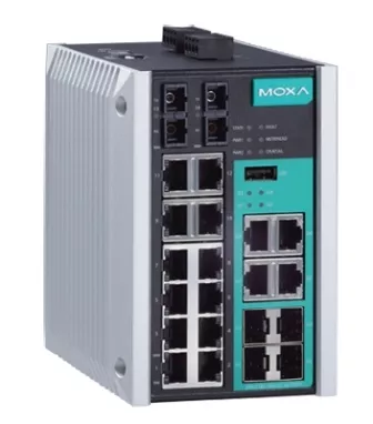 MOXA EDS-518E-SS-SC-4GTXSFP Управляемый коммутатор Gigabit Ethernet c портами 12 x 10/100BaseTX, 4 x 10/100/1000BaseT(X) или 100/1000BaseSFP, 2 x 100BaseFX (одномод, разъем SC)