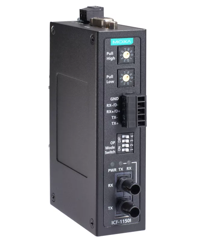MOXA ICF-1150-S-ST Преобразователь RS-232 и RS-422/485 в одномодовое оптоволокно в промышленном исполнении
