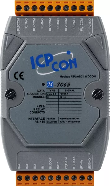 ICP-CON M-7065-G 4-канальный модуль дискретного ввода с изоляцией и 5-канальный релейного дискретного вывода