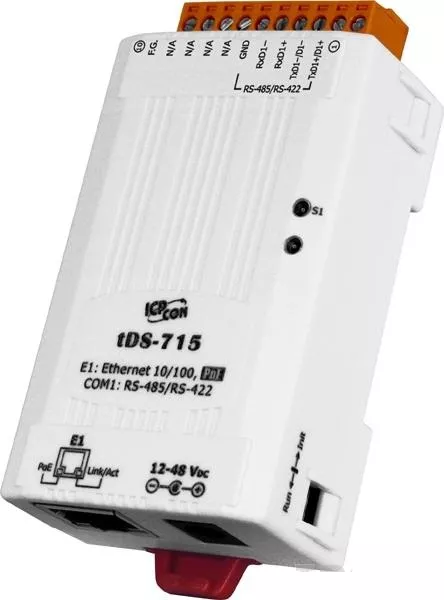 ICP-CON tDS-715 CR 1-портовый сервер RS-422/485 в Ethernet с возможностью питания по PoE