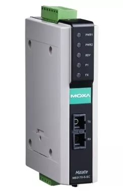 MOXA MGate MB3170-M-SC 1-портовый преобразователь Modbus RTU/ASCII (RS-232/422/485) в Modbus TCP с многомодовым оптоволоконным сетевым интерфейсом (разъем SC)